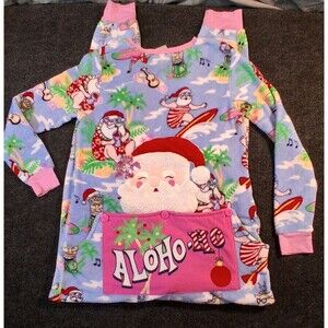 SECRET TREASURES Christmas One Piece Soft Pajamas Size XS Aloho Santa Holiday